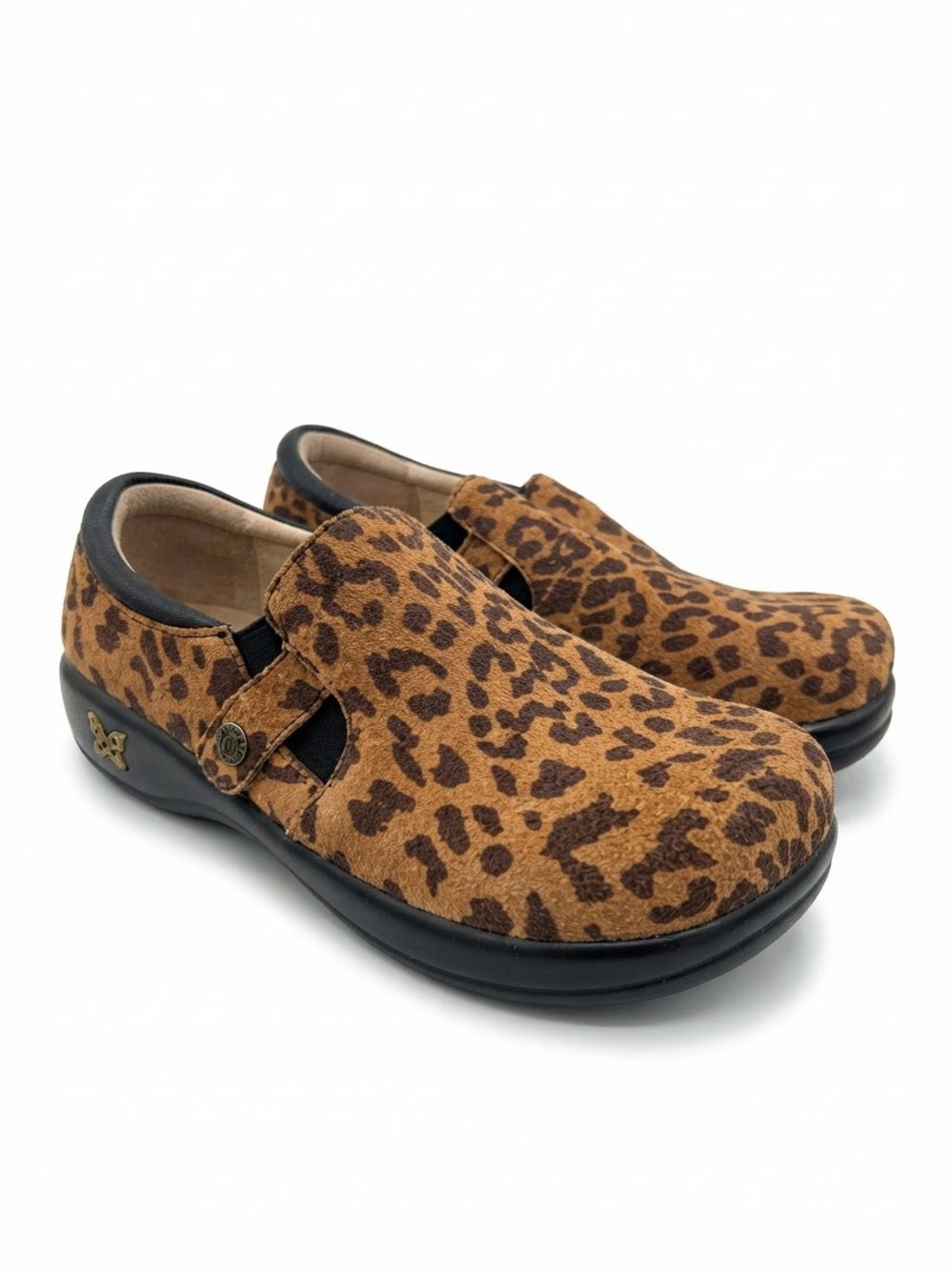 Alegria Kara Leopard Print Slip On Shoes Clogs Size 39 NWOB Comfort Nursing